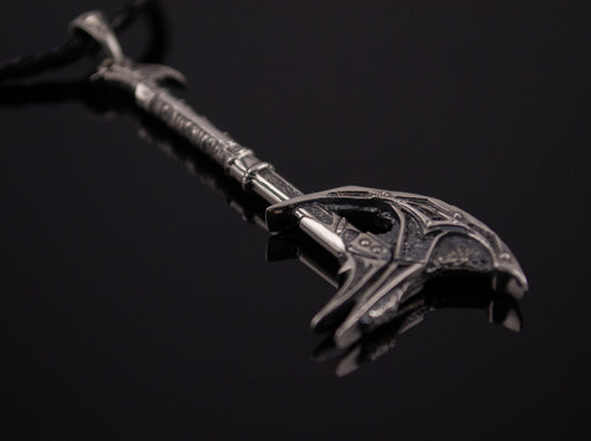 {{jewelry_for_geeks}} - {{ GameFanCraft}} Pendant Silver Daedric Battle Axe Pendant