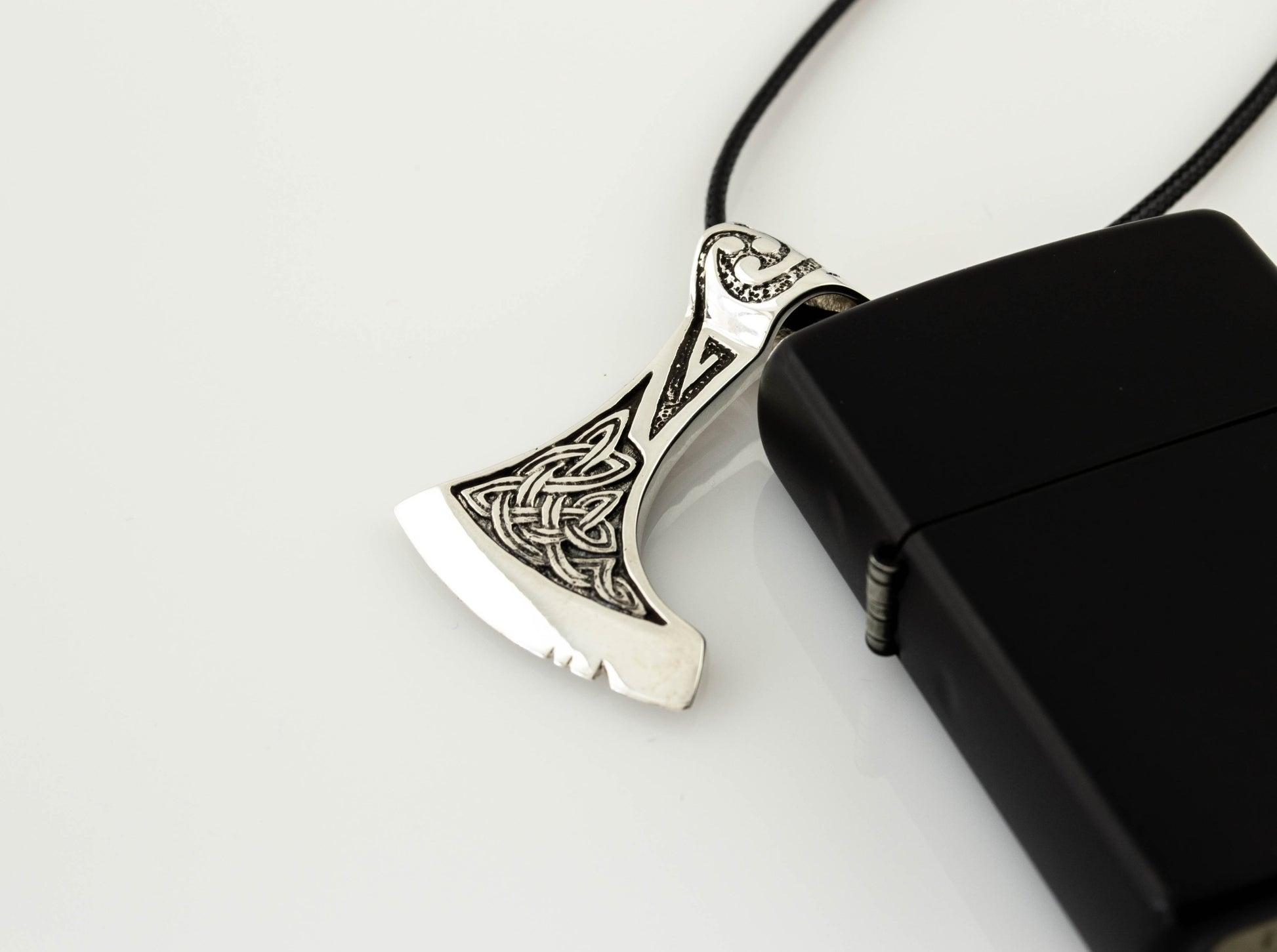 {{jewelry_for_geeks}} - {{ GameFanCraft}} Pendant Silver Viking pendant battle Axe, Celtic pattern jewelry, Scandinavian triskele pendant