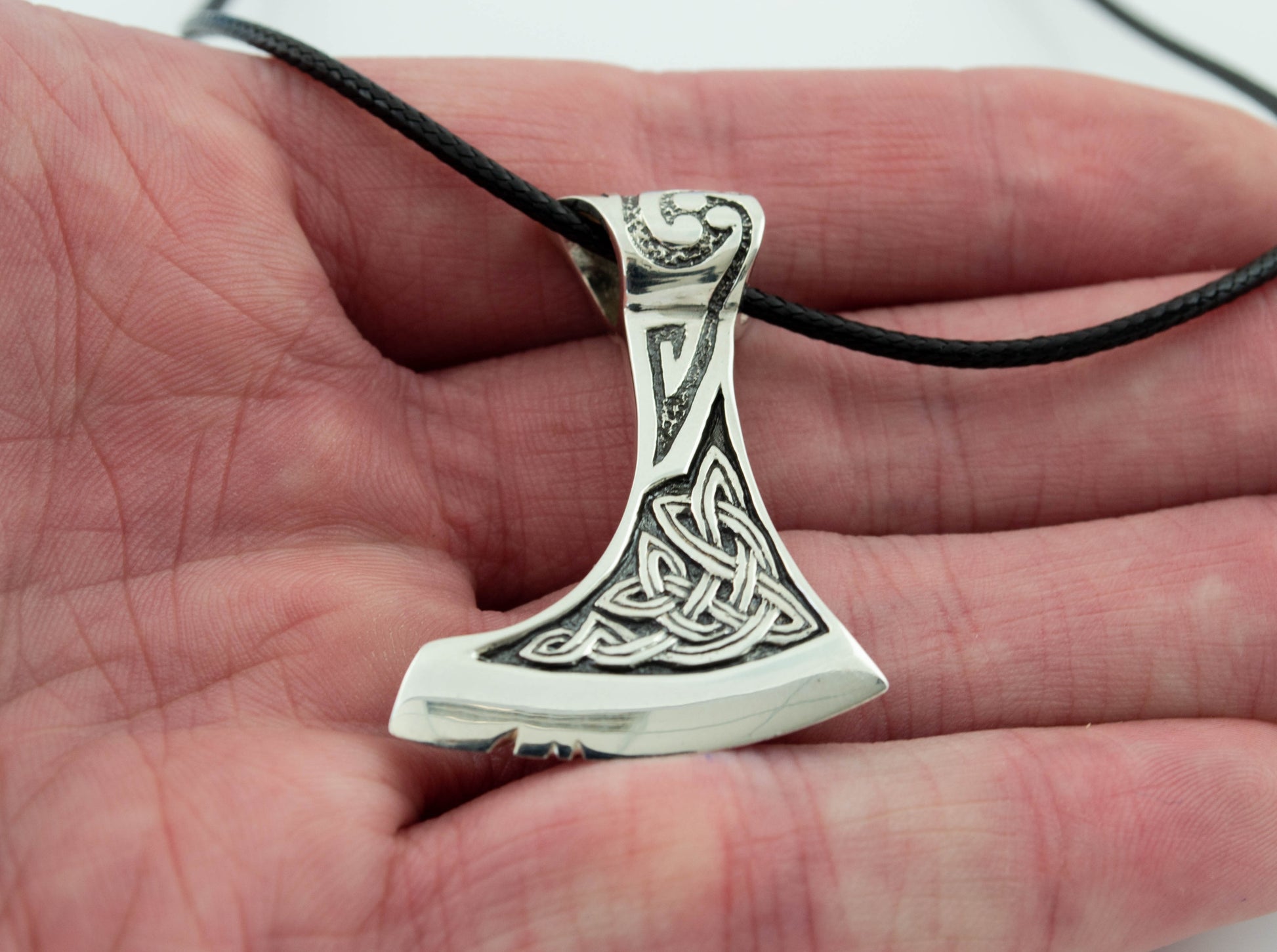 {{jewelry_for_geeks}} - {{ GameFanCraft}} Pendant Silver Viking pendant battle Axe, Celtic pattern jewelry, Scandinavian triskele pendant