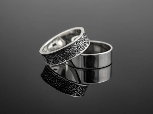 {{jewelry_for_geeks}} - {{ GameFanCraft}} Ring Silver Scandinavian ring with dark sea waves