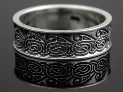 {{jewelry_for_geeks}} - {{ GameFanCraft}} Ring Silver Scandinavian ring with dark sea waves