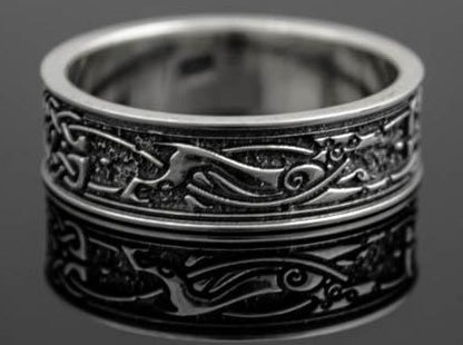 {{jewelry_for_geeks}} - {{ GameFanCraft}} Ring Silver Scandinavian ring with an animal pattern