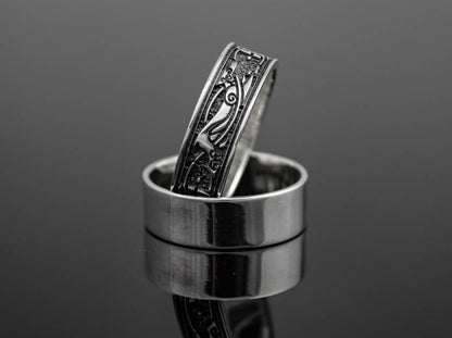 {{jewelry_for_geeks}} - {{ GameFanCraft}} Ring Silver Scandinavian ring with an animal pattern