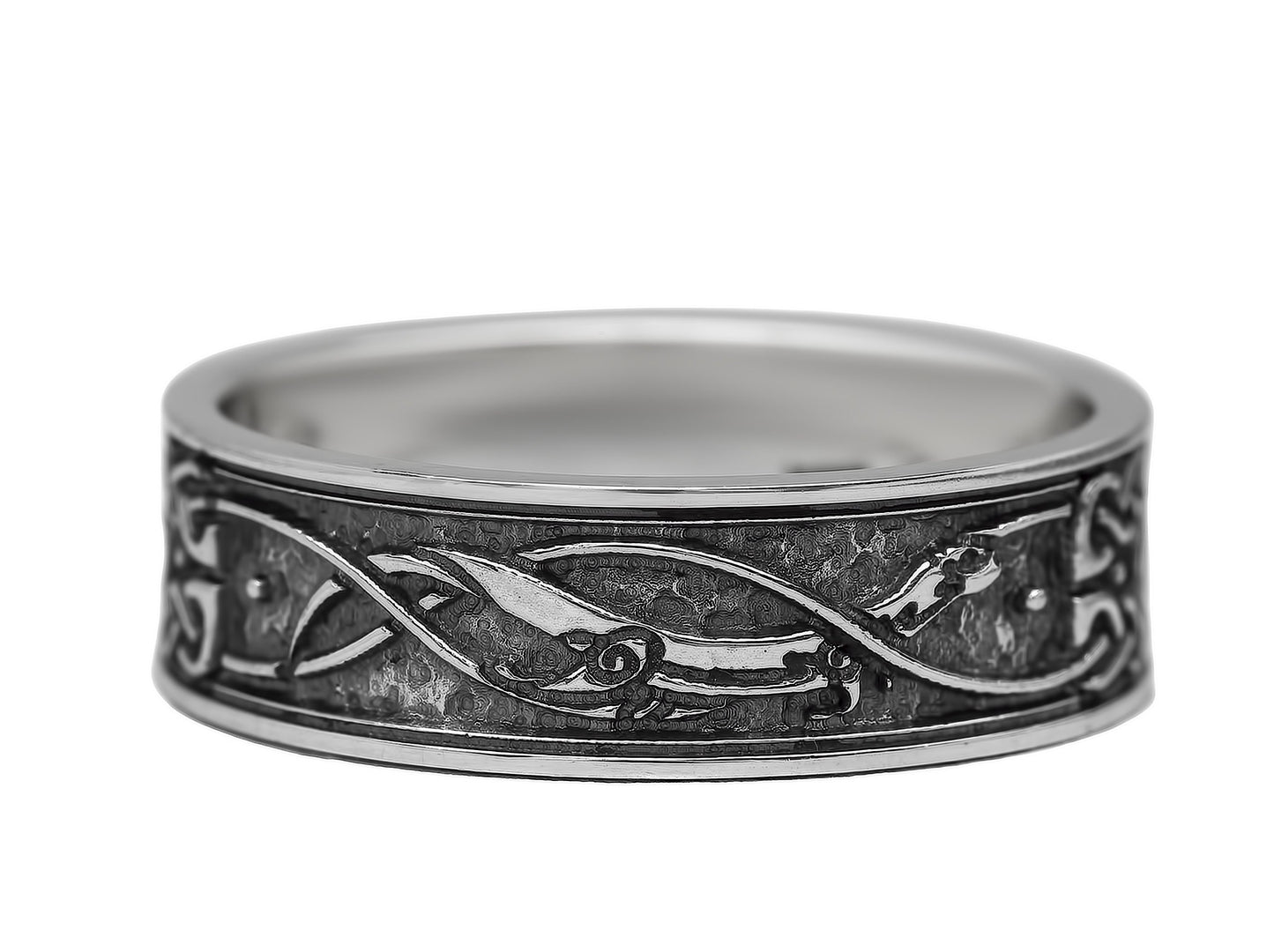 {{jewelry_for_geeks}} - {{ GameFanCraft}} Ring Silver Scandinavian ring with sea dragons