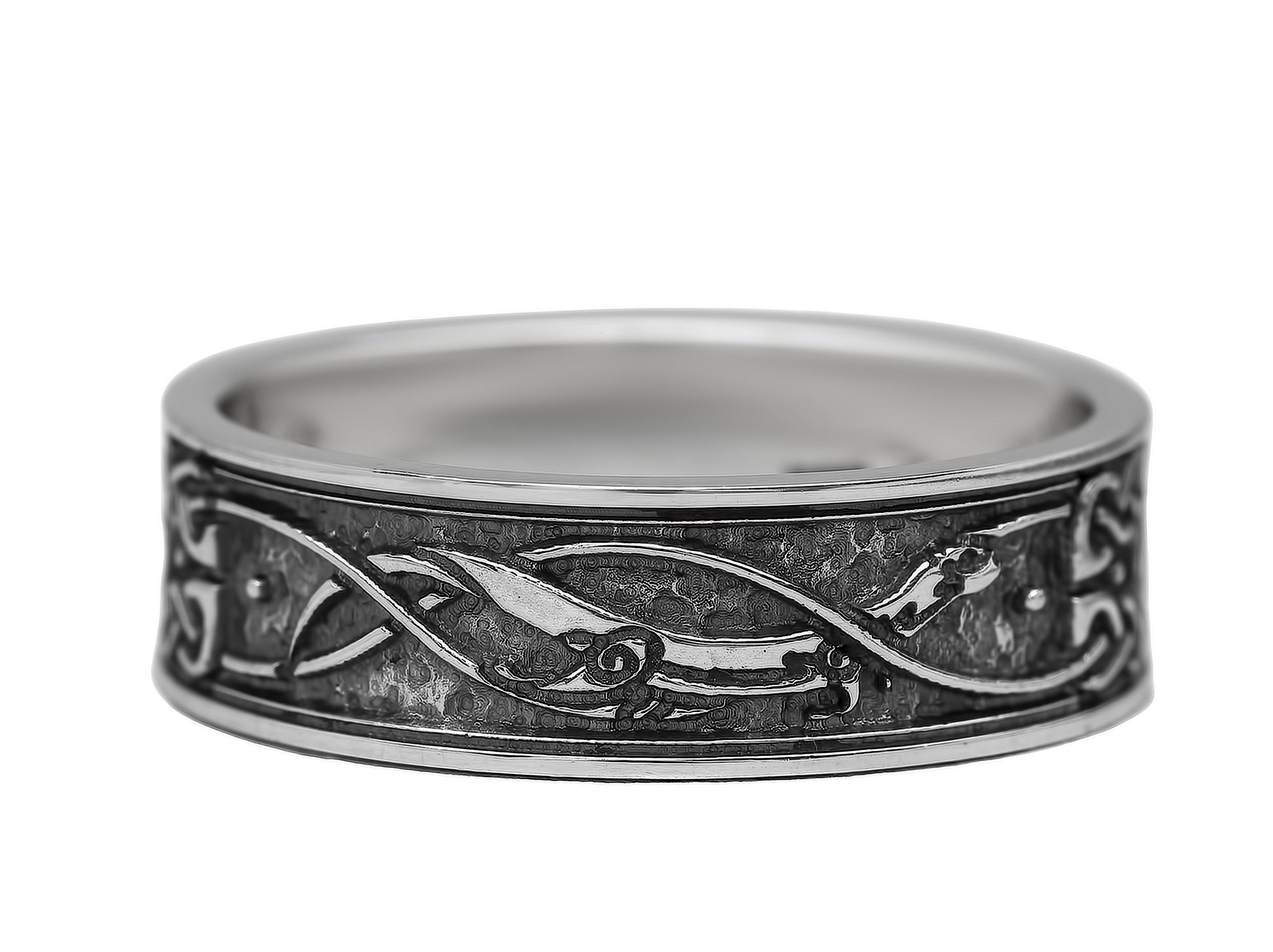 {{jewelry_for_geeks}} - {{ GameFanCraft}} Ring Silver Scandinavian ring with sea dragons