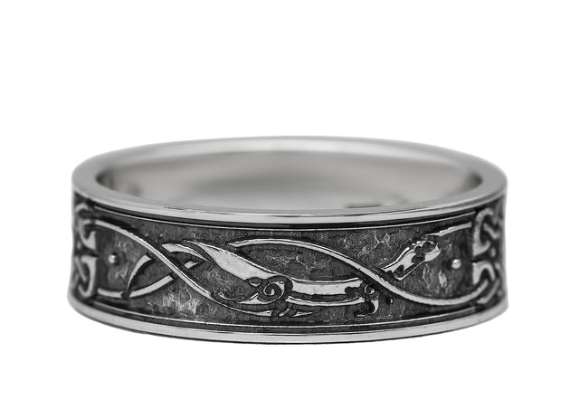 {{jewelry_for_geeks}} - {{ GameFanCraft}} Ring Silver Scandinavian ring with sea dragons