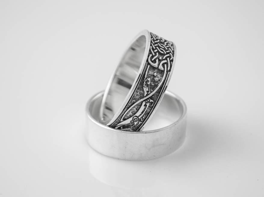 {{jewelry_for_geeks}} - {{ GameFanCraft}} Ring Silver Scandinavian ring with sea dragons