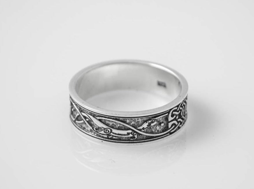 {{jewelry_for_geeks}} - {{ GameFanCraft}} Ring Silver Scandinavian ring with sea dragons
