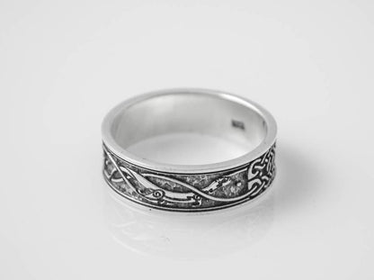 {{jewelry_for_geeks}} - {{ GameFanCraft}} Ring Silver Scandinavian ring with sea dragons