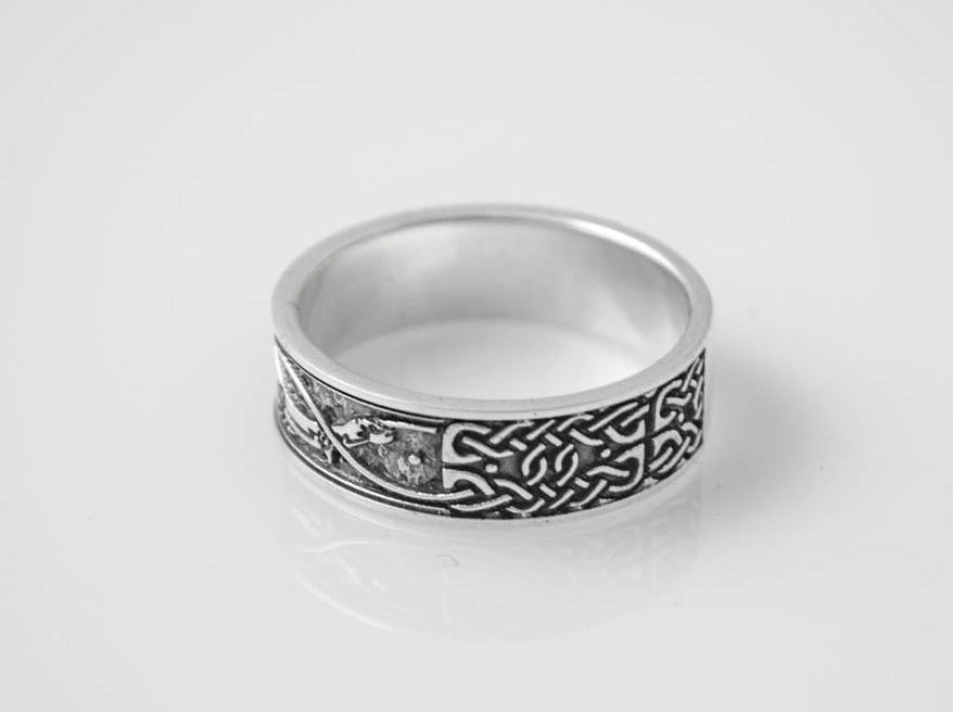 {{jewelry_for_geeks}} - {{ GameFanCraft}} Ring Silver Scandinavian ring with sea dragons
