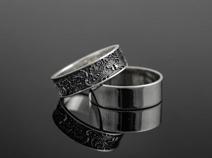 {{jewelry_for_geeks}} - {{ GameFanCraft}} Ring Silver Scandinavian ring with guarding symbols