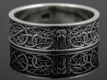 {{jewelry_for_geeks}} - {{ GameFanCraft}} Ring Silver Scandinavian ring with a rune Tiwaz