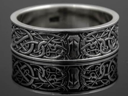 {{jewelry_for_geeks}} - {{ GameFanCraft}} Ring Silver Scandinavian ring with a rune Tiwaz