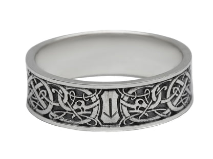 {{jewelry_for_geeks}} - {{ GameFanCraft}} Ring Silver Scandinavian ring with a rune Tiwaz