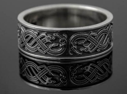{{jewelry_for_geeks}} - {{ GameFanCraft}} Ring Silver Scandinavian ring with sea monsters