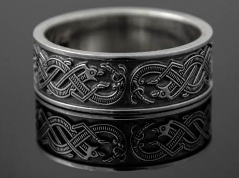 {{jewelry_for_geeks}} - {{ GameFanCraft}} Ring Silver Scandinavian ring with sea monsters