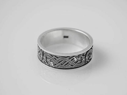 {{jewelry_for_geeks}} - {{ GameFanCraft}} Ring Silver Scandinavian ring with sea monsters