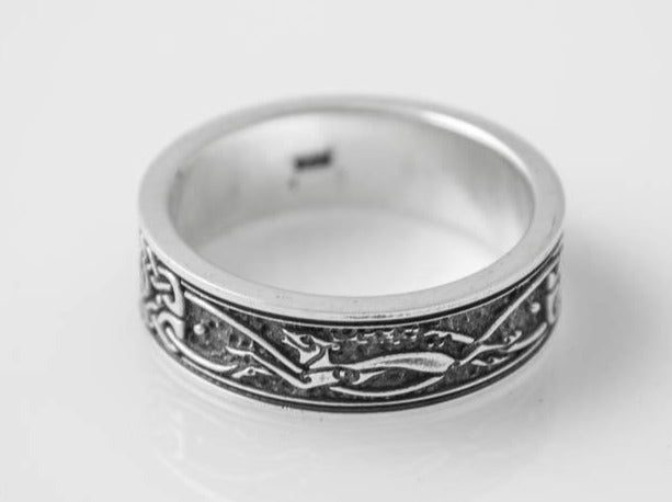 {{jewelry_for_geeks}} - {{ GameFanCraft}} Ring Silver Scandinavian ring with animalistic Celtic motifs and knots