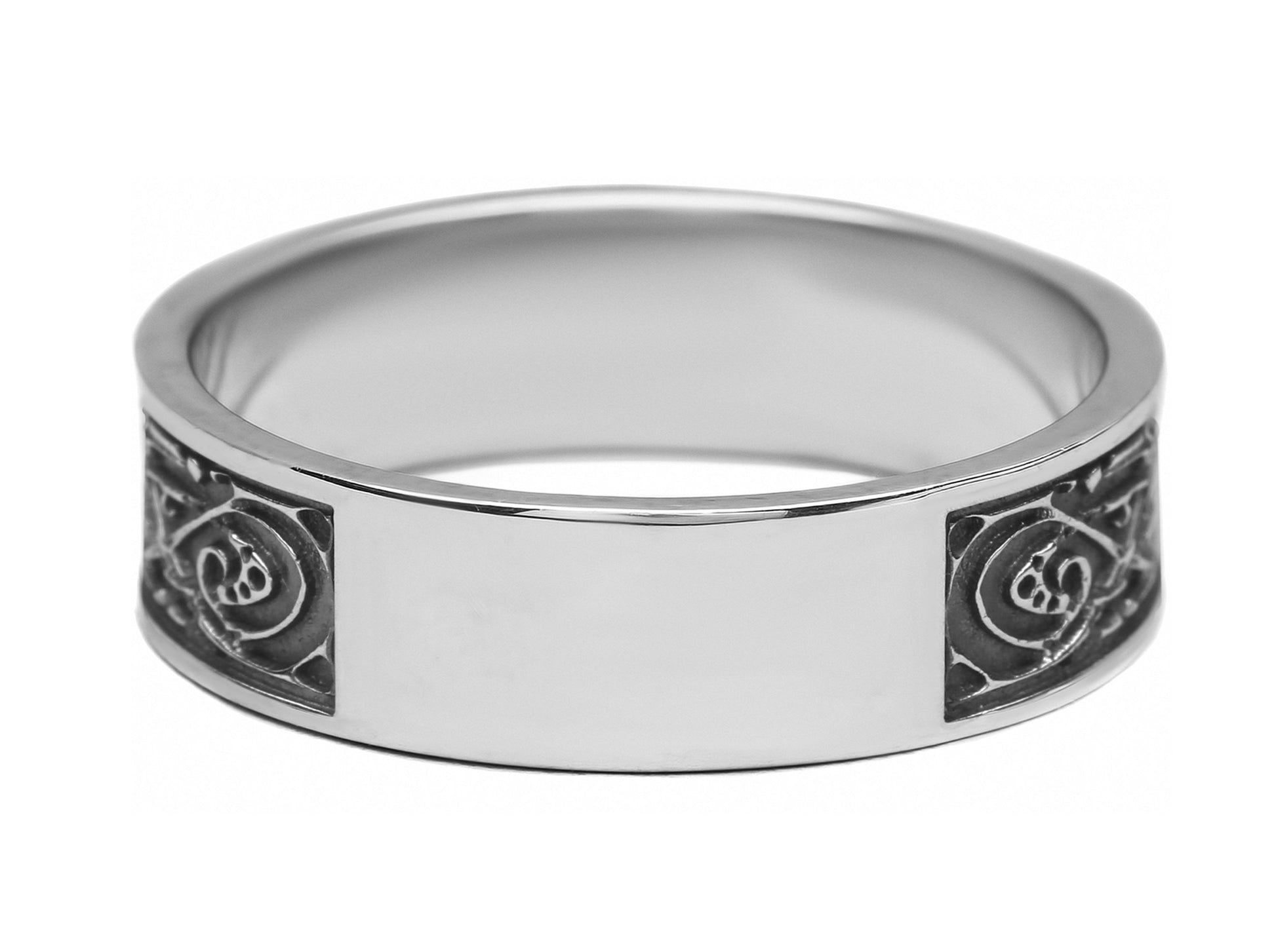 {{jewelry_for_geeks}} - {{ GameFanCraft}} Ring Silver Scandinavian ring with runes Tiwaz and Berkana