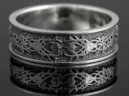 {{jewelry_for_geeks}} - {{ GameFanCraft}} Ring Silver Scandinavian ring with plant patterns
