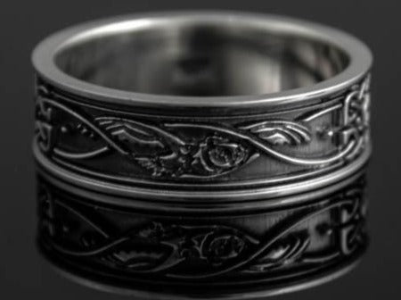 {{jewelry_for_geeks}} - {{ GameFanCraft}} Ring Silver Scandinavian ring with animal and plant motifs