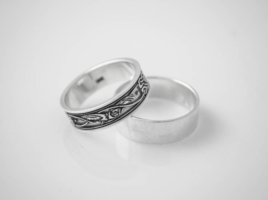{{jewelry_for_geeks}} - {{ GameFanCraft}} Ring Silver Scandinavian ring with animal and plant motifs