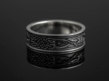 {{jewelry_for_geeks}} - {{ GameFanCraft}} Ring Silver Scandinavian ring with animal and plant motifs