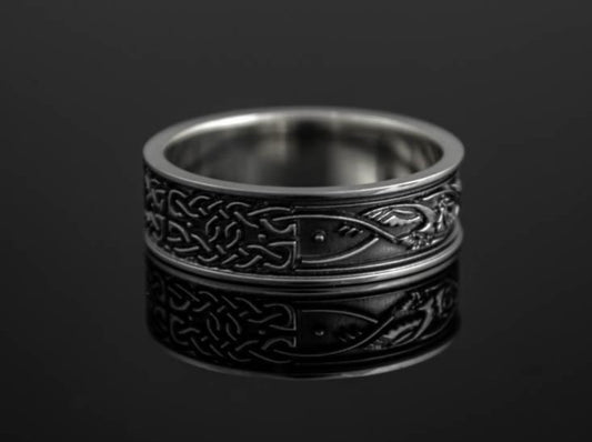 {{jewelry_for_geeks}} - {{ GameFanCraft}} Ring Silver Scandinavian ring with animal and plant motifs