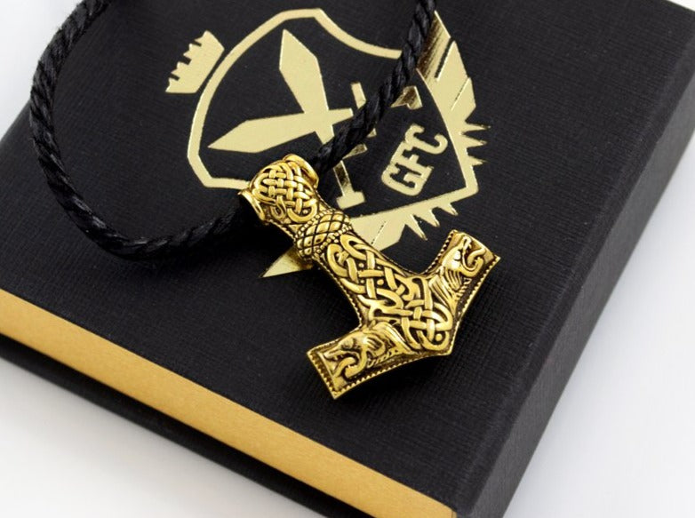 {{jewelry_for_geeks}} - {{ GameFanCraft}} Pendant Brass Thor's Hammer (Mjolnir) Pendant