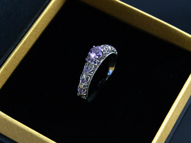 {{jewelry_for_geeks}} - {{ GameFanCraft}} Ring Silver Wedding ring with amethysts