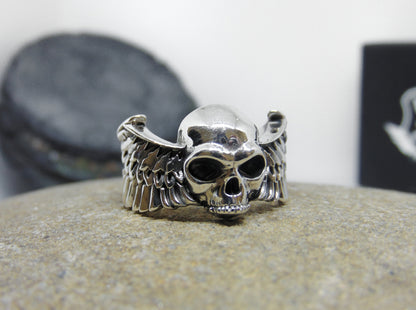 {{jewelry_for_geeks}} - {{ GameFanCraft}} Ring Silver Winged skull ring