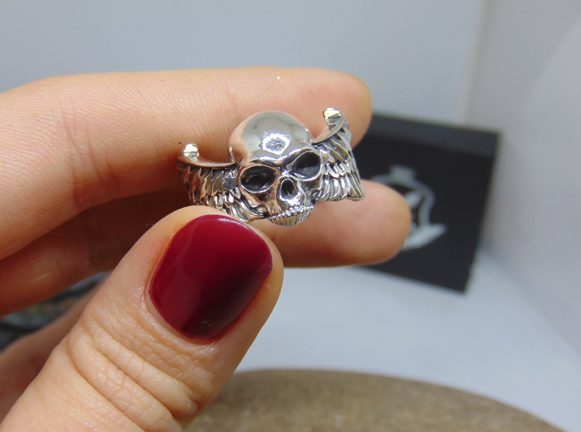 {{jewelry_for_geeks}} - {{ GameFanCraft}} Ring Silver Winged skull ring