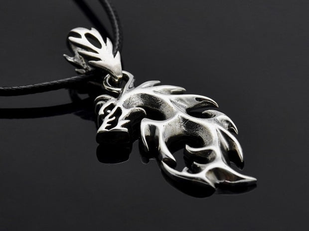 {{jewelry_for_geeks}} - {{ GameFanCraft}} Pendant Sterling Silver Chinese dragon necklace