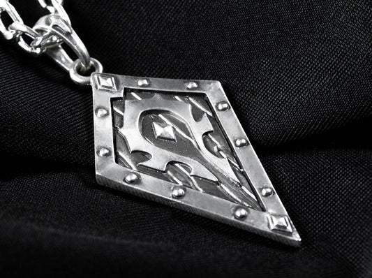 {{jewelry_for_geeks}} - {{ GameFanCraft}} Pendant Silver Warcraft Horde Symbol Pendant