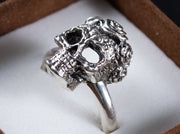 {{jewelry_for_geeks}} - {{ GameFanCraft}} Ring Silver Halloween Floral Mexican Skull Ring