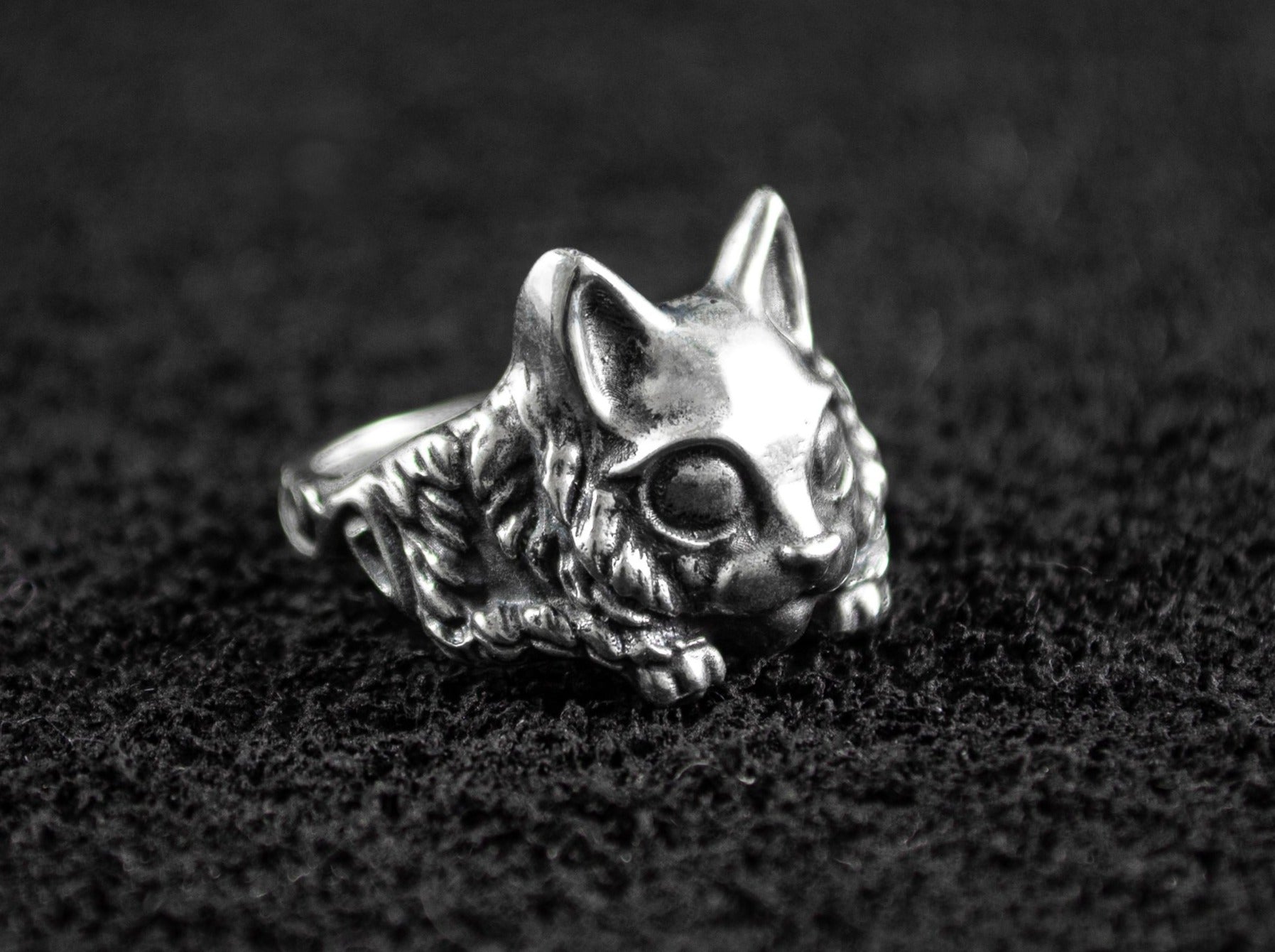 {{jewelry_for_geeks}} - {{ GameFanCraft}} Ring Silver Cat Ring with Big Eyes
