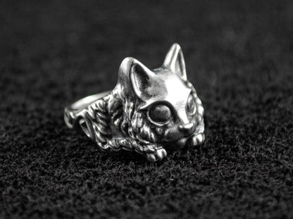 {{jewelry_for_geeks}} - {{ GameFanCraft}} Ring Silver Cat Ring with Big Eyes