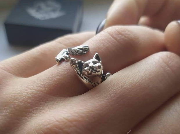 {{jewelry_for_geeks}} - {{ GameFanCraft}} Ring Silver Lazy Cat Ring
