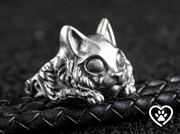{{jewelry_for_geeks}} - {{ GameFanCraft}} Ring Silver Cat Ring with Big Eyes