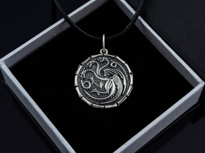 {{jewelry_for_geeks}} - {{ GameFanCraft}} Pendant Brass House Targaryen Dragon Pendant