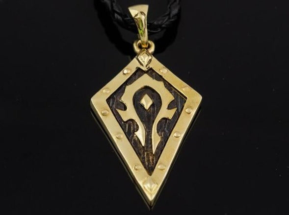 {{jewelry_for_geeks}} - {{ GameFanCraft}} Pendant Brass Warcraft Horde Symbol Pendant