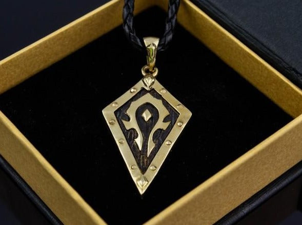 {{jewelry_for_geeks}} - {{ GameFanCraft}} Pendant Brass Warcraft Horde Symbol Pendant
