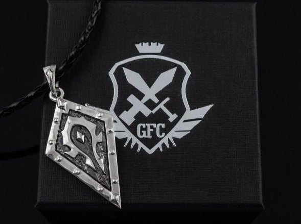 {{jewelry_for_geeks}} - {{ GameFanCraft}} Pendant Silver Warcraft Horde Symbol Pendant