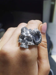 {{jewelry_for_geeks}} - {{ GameFanCraft}} Ring Silver Horned Demon Skull ring