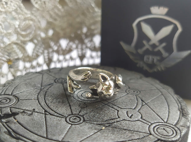 {{jewelry_for_geeks}} - {{ GameFanCraft}} Ring Silver Lazy Cat Ring