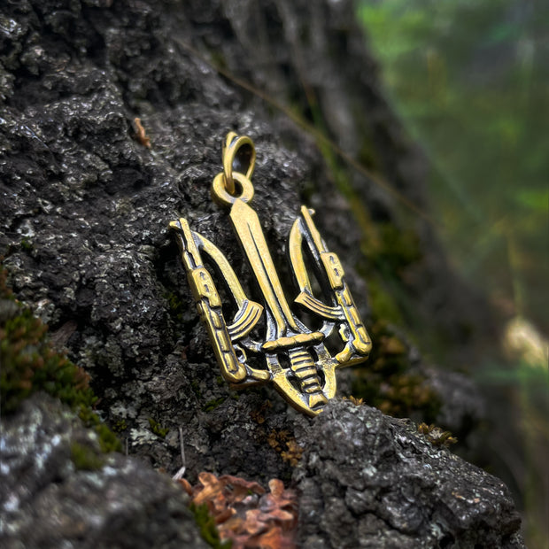 {{jewelry_for_geeks}} - {{ GameFanCraft}} Necklaces Ukrainian Coat of Arms Freedom Fighter