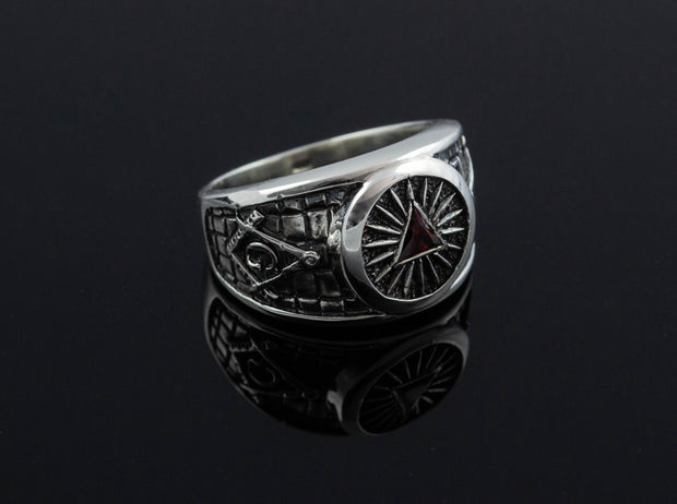 {{jewelry_for_geeks}} - {{ GameFanCraft}} Ring Silver Masonic man ring with gemstone