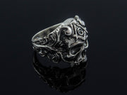 {{jewelry_for_geeks}} - {{ GameFanCraft}} Ring Silver Masonic ring with a skull