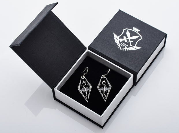 {{jewelry_for_geeks}} - {{ GameFanCraft}} Earrings Silver Elder Scrolls Imperial Dragon earrings