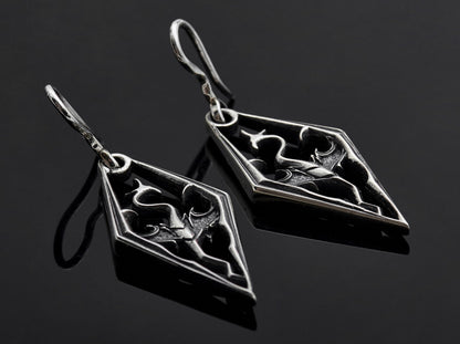 {{jewelry_for_geeks}} - {{ GameFanCraft}} Earrings Silver Elder Scrolls Imperial Dragon earrings